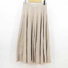 ビーミングバイビームス B:MING LIFE STORE by BEAMS ニットスカート ロング丈 ベージュ系 プリーツ 無地 裏地付き