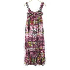 アズノウアズ as know as ノースリーブ ロング丈 フレアワンピース ワンピース ピンク系 総柄