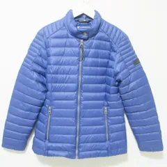 美品 AIGLE エーグル ナイロン ジップアップ ショート丈 キルティングダウンジャケット ブルゾン 38 ブルー レディース 古着 中古 USED
