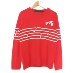 美品 MARC JACOBS マークジェイコブス THE BAND SWEATER ロゴ 音符 刺繡 クルーネック ニット プルオーバー セーター XS レッド レディース 古着 中古 USEDのサムネイル