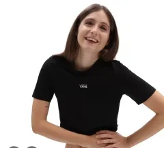 VANS ヴァンズ ブラック 半袖 Tシャツ クロップド (M サイズ タグ0)