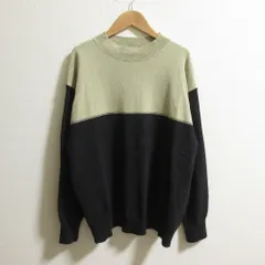 良品 24AW MHL. エムエイチエル マーガレットハウエル バイカラー コットンニット プルオーバー サイズL ブラック×グレージュ メンズ 古着 中古 USEDのサムネイル
