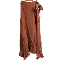 美品 Chaos カオス ロング丈 アシンメトリー ラップスカート ペチコート付き F テラコッタ レディース 古着 中古 USED