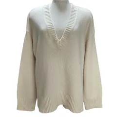 良品 22AW GANNI ガニー Vネック ウール ニット セーター S/M アイボリー レディース 古着 中古 USEDのサムネイル