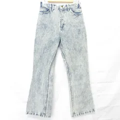 良品 TOGA PULLA トーガプルラ ブリーチ ケミカルウォッシュ フレア デニムパンツ ジーンズ 36 ライトブルー レディース 古着 中古 USED