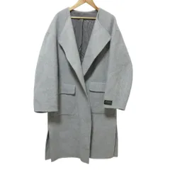 美品 MAISON SPECIAL メゾンスペシャル PECOLAMB SUPER110's ノーカラー ロングコート 21202165117 M グレー レディース 古着 中古 USEDのサムネイル