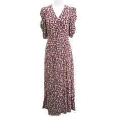 フレイアイディー FRAY I.D 七分袖 ロング丈 フレアワンピース ワンピース 1 ボルドー系 ワインレッド 総柄