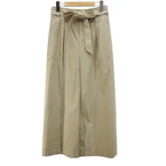 レイビームス Ray Beams ロング丈 ワイドパンツ ベージュ 無地 ウエストゴム タック ギャザー 日本製