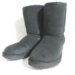 良品 UGG アグ CLASSIC SHORT クラシックショート ムートンブーツ 5825 US8 25cm ブラック レディース 古着 中古 USED