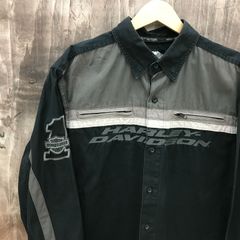 Ｈａｒｌｅｙ Ｄａｖｉｄｓｏｎ ハーレーダビッドソン  長袖 シャツ モーターサイクル ワッペン 刺繍　Ｌ ブラック メンズ_246023