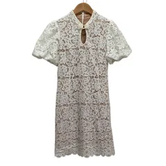 美品 BONITA ESCARLATA  ボニータエスカラータ エンブロレース チャイナボタン ドレス ワンピース S ホワイト レディース 古着 中古 USED