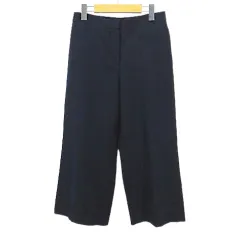 セオリーリュクス theory luxe クロップドパンツ 36 ワイドパンツ 紺系 ネイビー 無地 シンプル 日本製 ストレッチ