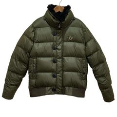 良品 RUSS-K ラスケー 2WAY エンブレムワッペン ショート ダウンジャケット L カーキ メンズ 古着 中古 USED