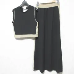 美品 23SS ANOGH アノフ ストレッチジャガード セットドレス カットソー+ロングスカート セットアップ AMW-23S-36 FREE ブラック レディース 古着 中古 USED