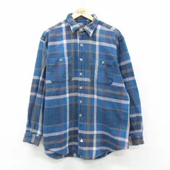 XL/古着 ラルフローレン 長袖 ブランド ヘビー フランネル シャツ メンズ 90年代 90s ヘリンボーン 大きいサイズ コットン 紺他 チェック 26feb21