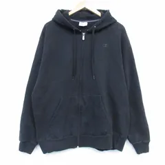 XL/古着 チャンピオン Champion 長袖 フルジップ スウェット パーカー メンズ ワンポイントロゴ 大きいサイズ 黒 26feb24