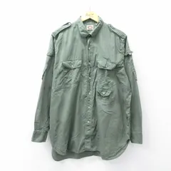 XL/古着 バナナリパブリック 長袖 ブランド ワーク シャツ メンズ 80年代 80s コットン 緑系【spe】 26feb24