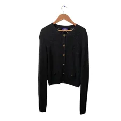 良品 BURBERRY BLUE LABEL バーバリーブルーレーベル 裏地ノバチェック ウールニット カーディガン サイズ38 グレー レディース 古着 中古 USED
