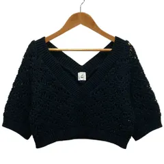 美品 6 ROKU ロク ビューティーアンドユース ユナイテッドアローズ スカシ Vネック プルオーバー ニット ブラック レディース 古着 中古 USED