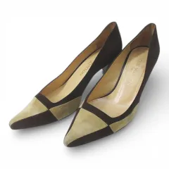 ルイヴィトン LOUIS VUITTON パンプス バイカラー 37.5 ブラウン 茶系 ベージュ スエード  イタリア製 