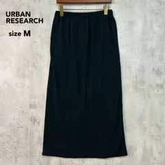 URBAN RESEARCH DOORS アーバンリサーチドアーズ ブラック リブ タイト スカート ロング ミモレ丈 ウエストゴム ストレッチ スリットあり DR26-25U103 綿混 シンプル 無地 ボトムス 黒 sizeM ★ ■■