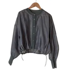 美品 Audrey and John Wad オードリーアンドジョンワッド リブ付きシアーブルゾン サイズF グレー レディース 古着 中古 USEDのサムネイル