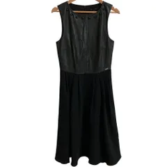 未使用 ARMANI EXCHANGE アルマーニエクスチェンジ 20AW フェイクレザー ドンッキングワンピース サイズ2 ブラック  レディース 古着 中古 USED