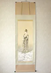 掛け軸　雲上観音◆野口弧堂 (真作・中古) 共箱・タトウ箱付 掛け軸 掛軸 雲上観音◇野口弧堂 (真作・中古) 共箱・タトウ箱付