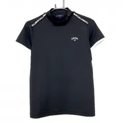 キャロウェイ 半袖ハイネックシャツ 黒×白 肩ロゴ レディース L ゴルフウェア Callaway