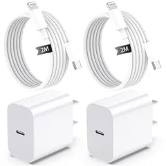 iPhone 充電器 純正 PD 20W 2個セット [MFi/PSE認証済み] USB-C 急速充電器 電源アダプター USB C - Lightning ケーブル 2m付きType C スマホ充電器 for iPhone 14/Plus/ 821f144a