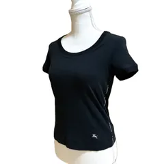 【美品】BURBERRY LONDON  バーバリーロンドン カットソー 2 M ブラック 半袖 ロゴテープ サイドライン