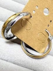 フープピアス ステンレス 金属アレルギー対応 バイカラー ゴールド シルバー 真空メッキ