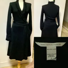 DVF ダイアン フォン ファステンバーグ シグネチャー デザイン ラップワンピース ブラック