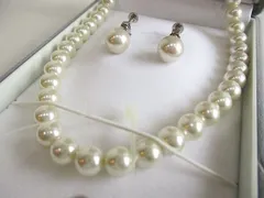 ネックレス イヤリング セット 人工真珠 硝子パール HS100-A 冠婚葬祭 フェイクパール 日本製 アクセサリー
