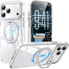 Tekka iPhone 17 Pro Max 用 ケース【360°回転スタンド・MagSafe対応】耐衝撃 薄型 リング一体型 スタンド付き スマホケース 米軍MIL規格 指紋防止 黄変防止 カメラ保護 動画視聴 撮影にも便利...