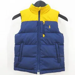 ラルフローレン RALPH LAUREN ダウンベスト 120 紺系 ネイビー 緑系 グリーン リバーシブル ジップアップ  