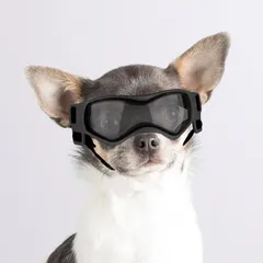 【人気商品】Enjoying 小型犬用ゴーグル UV保護 防風 曇り止め ドギーグラス ペットアイウェア用 ソフトフレーム クールブラックのサムネイル
