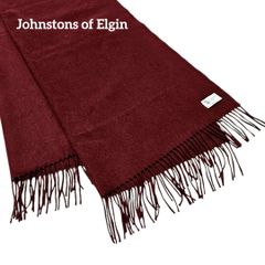 【美品】ジョンストンズ ショール 190×70 カシミヤ100 赤黒 チェック Johnstons - 【美品】ジョンストンズ ショール 190×70 カシミヤ100