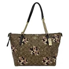 COACH(コーチ) ショルダーバッグ シグネチャー柄 F32118 カーキ×ダークブラウン×マルチ レザー