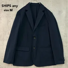 SHIPS any シップスエニィ テーラードジャケット 2ボタン シングル センターベント ネイビー 紺 ポリエステル100% ストレッチ 快適素材 オフィスカジュアル ビジネス 冠婚葬祭 通勤 通学 休日コーデ シンプル Mサイズ  ★ ■■のサムネイル