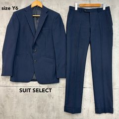 SUIT SELECT✨セットアップ スーツ タータンチェック　ネイビー　AB6 ✨人気✨スーツセレクト セットアップ 濃紺 チェック ウール ビジネス