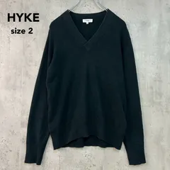 HYKE ハイク ブラック コットン カシミヤ混 Vネック ニット プルオーバー 151-11041 ボウルズ 日本製 シンプル ミニマル カジュアル 上質 着心地抜群 トレンド オフィススタイル デイリーユース size2 ★ ◆■のサムネイル