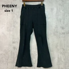 PHEENY フィーニー ワッフル パンツ スリット フレアパンツ チャコールグレー系  綿 100% コットン 日本製 PS17-CS08 ボトムス ズボン ウエストゴム ストレッチ 伸縮性 カジュアル サイズ1 ★ ◇■のサムネイル