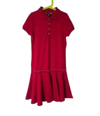 ポロラルフローレン レッド ピケ フレア ONE PIECE L 12-14歳