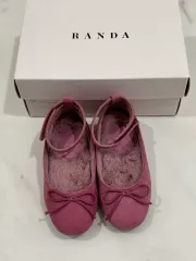 ランダ キッズ ファー裏地 バレリーナ シューズ パープル