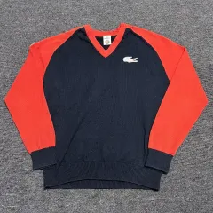 LACOSTE ビックロゴ Vネック ニット