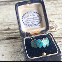 【リング】ターコイズ　インレイ　925刻印　60'sUSA