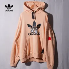 アディダス オリジナルス adidas ORIGINALS パーカー XXL ピーチベージュ 刺繍 プリント スウェット ストリート スポーツミックス オーバーサイズ ビッグシルエット 古着 E263