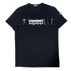 超美品☆ モンクレール プリントロゴ ワッペン M 黒Tシャツ 5S158 