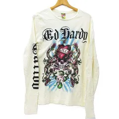 Ed Hardy エドハーディー シャツ 長袖 ロンT KILLS ハート オフホワイト系 メンズ サイズ S M004-08-0326⑩のサムネイル